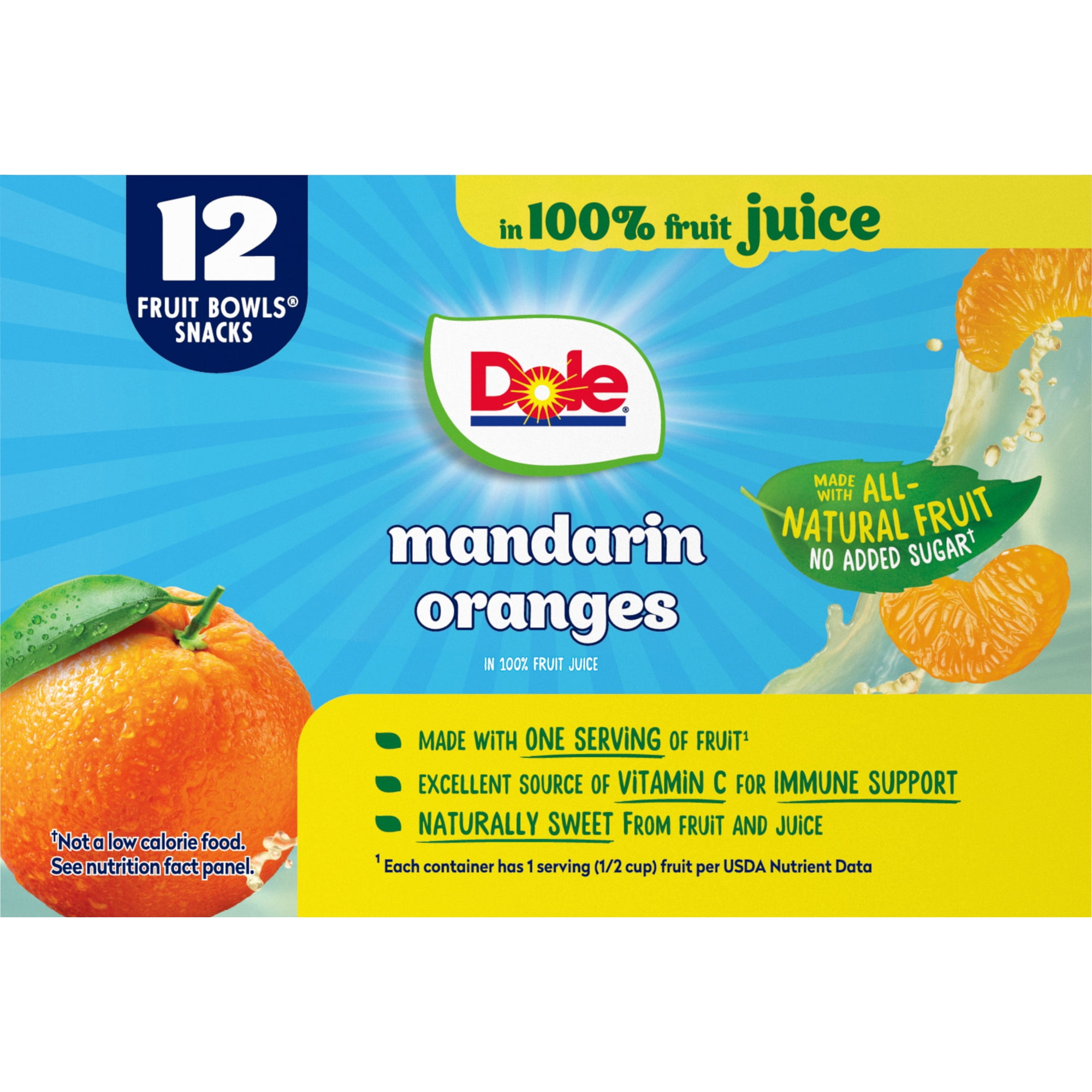 (2 pack) Dole Fruit Bowls Mandarin Oranges in 100% Fruit Juice, 4 oz Cups (12 Pack)