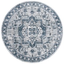 SAFAVIEH Oregon Coriander Oriental Area Rug, Navy/Ivory, 6'7" x 6'7" Round