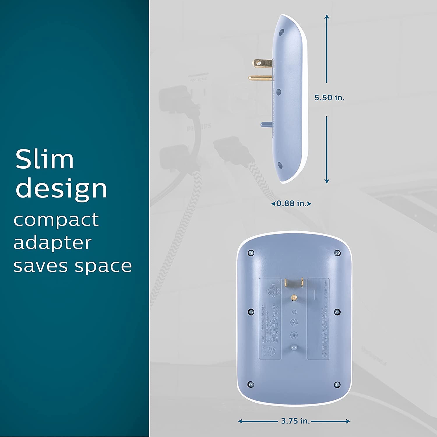 6-Outlet Extender Sur Protector, 2 Pack, Wall Tap, 900 Joules, 3-Prong, Space Saving Design, Protection Indicator LED Light, ETL Listed, White, SPP3466WA/37