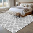 thumbnail image 5 of Grey White Plaid Washable Living Room Rugs 5'x7', Abstract Light Grey Morocco Texture Low Pile Throw Large Area Rugs Non-Slip Sturdy Edge Binding Carpet for Dining Room Bedside Kitchen, 5 of 9