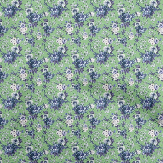 oneOone Viscose Jersey Green Fabric Florals Sewing Material Print Fabric By The Yard 60 Inch Wide