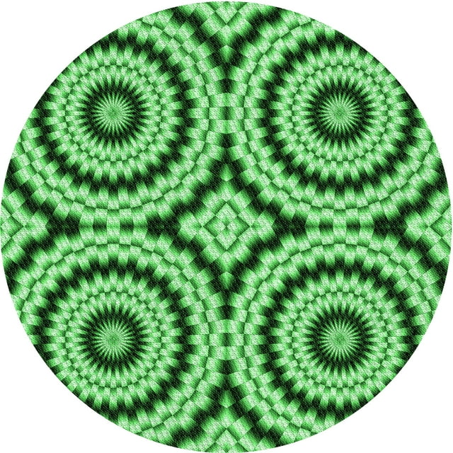 Ahgly Company Tapis de Zone Rond Vert Transitionnel pour Intérieur Lavable à la Machine, 3 Pieds Rond