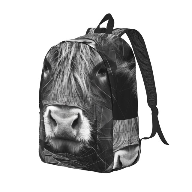 Disketp Geometric Bull Design Mochila de Lona Estampada, Mochila Escolar de Viaje Ligera para Estudiantes y Portátil-Small
