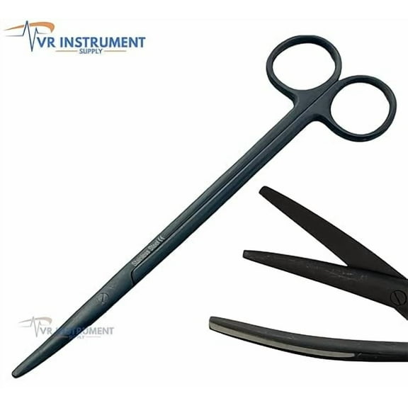 VR Instrument Supply Metzenbaum Scissors Curved 7" Blunt/Blunt All Black German Stainless CE