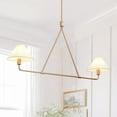 thumbnail image 2 of Modern 2-Light Kitchen Island Pendant Light 46.45 inch Rose Gold Pendant Lights with Fabric Shade Classic Farmhouse Linear Chandelier Over Table for Dining Room Bar E12, 2 of 14