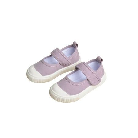 

Lacyhop Children Casual Shoes Comfort Flats Slip On Canvas Sneakers Sport Breathable Mary Jane Sneaker Fashion Non-Slip Purple 6.5C