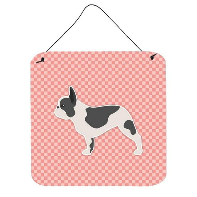 French Bulldog Checkerboard Pink Wall or Door Hanging Prints