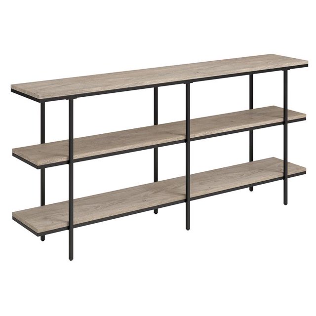 Henn&Hart 64" Antiqued Gray Oak/Metal Console Table