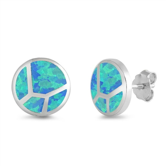 Sterling Silver Mosaic Elegant Earrings Blue Simulated Opal 925 Jewelry Female Unisex