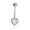 White, variant on AVORA 10K Yellow Gold Simulated Opal Heart Halo with Simulated Diamond CZ Halo Dangle Belly Button Ring Body Jewelry (14 Gauge) - Size 0