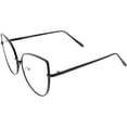 thumbnail image 3 of Women's Oversize Metal Cat Eye Glasses Slim Arms Flat Lens 59mm (Matte Black / Clear), 3 of 4