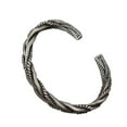 thumbnail image 2 of Happy Date Silver Bangle for Men,Vintage Open Bracelet for Men, Handmade Retro Twisted Braided Open Cuff Bracelet, Silver, 2 of 8