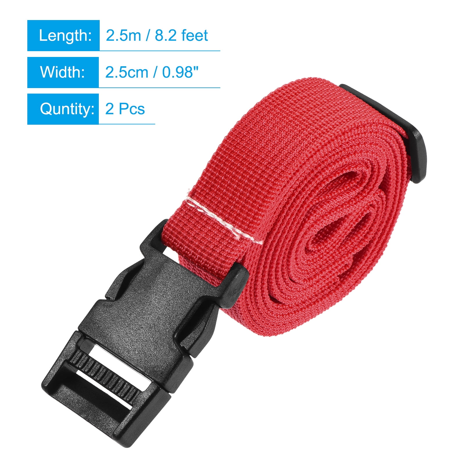 Unique Bargains Utility Strap with Buckle Adjustable Belt for Bag Luggage Packing Red