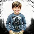thumbnail image 2 of Halloween Sweatshirts for Toddler Boys Skeleton Print Kids Shirt Crewneck Long Sleeve Trendy Casual Pullover Tops Size 2-3T, 2 of 4