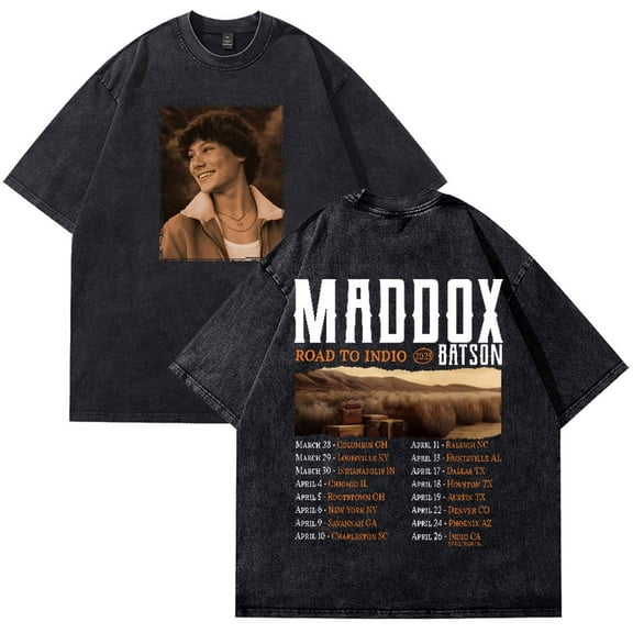 Maddox Batson Road To Indio Tour 2025 Merch T-Shirt Vintage Wash Tee Women Men Short Sleeve Crewneck Tee