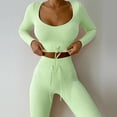 thumbnail image 1 of Conjunto De Chándal Informal, Conjunto De 2 Piezas Con Cordón, Conjunto De Ropa Deportiva Con Cuello En V Acanalado De Cintura Alta, Ajustado Para El Hogar ANGGREK Verde Claro M, 1 of 6