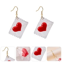 HEMOTON 1 Pair Ear Studs Valentine's Day Jewelry Love Heart Earrings Candy Ear Dangler