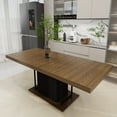 thumbnail image 3 of MDQMD 78.7" Rectangle Extendable Dining Table for 6-10 People Modern Expandable Kitchen Table with black Pedesta Base Brown veneer Particle Board Space Saving Design, 3 of 12
