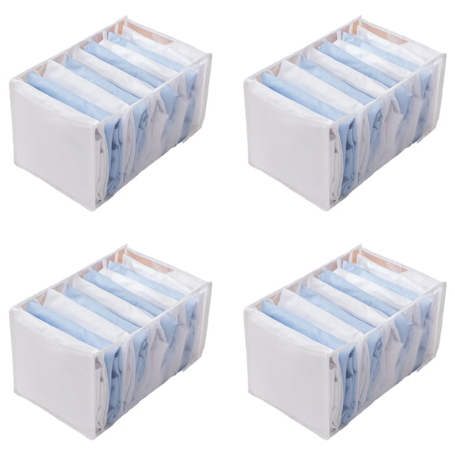 4 Piezas de Almacenamiento de Compartimentos para Jeans, Organizadores de Armario y Cajón de Ropa de Almacenamiento, 9 Rejillas de Malla 36 * 25 * 20 cm