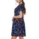 thumbnail image 2 of Fotbe Multicolor Bowling Vestido Largo de Moda para Mujer, Vestido Tipo Camiseta con Manga Corta y Estilo Casual a Rayas y Bloques de Color, 2 of 6