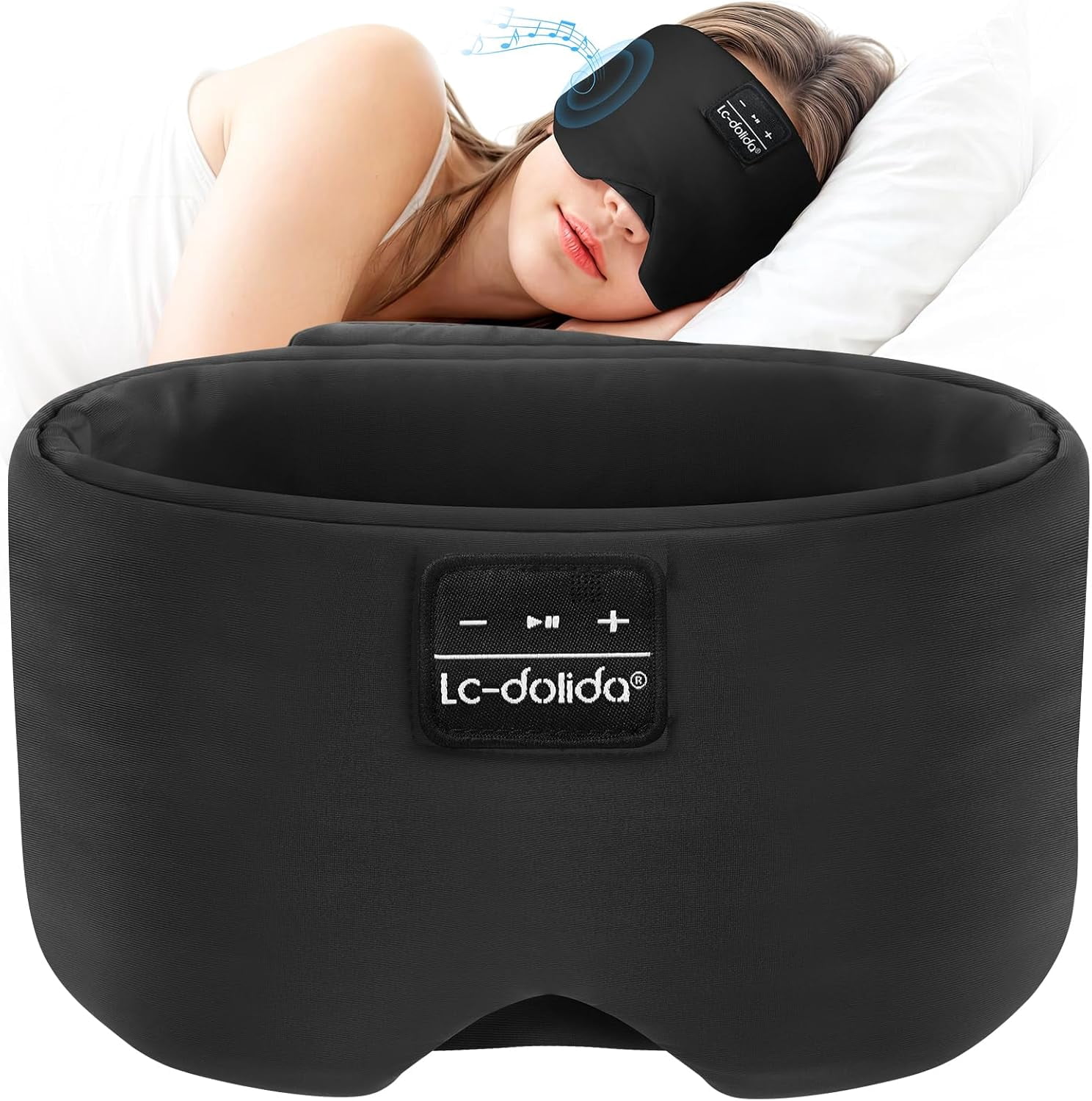 LC-dolida Sleep Mask with Bluetooth Headphones, Ice Silk Sleep