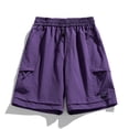 thumbnail image 5 of Yifymode Knee Length Women Bermuda Shorts Baggy Wide Leg Drawstring Casual Work Hiking Cargo Shorts With Pockets,Purple L, 5 of 5