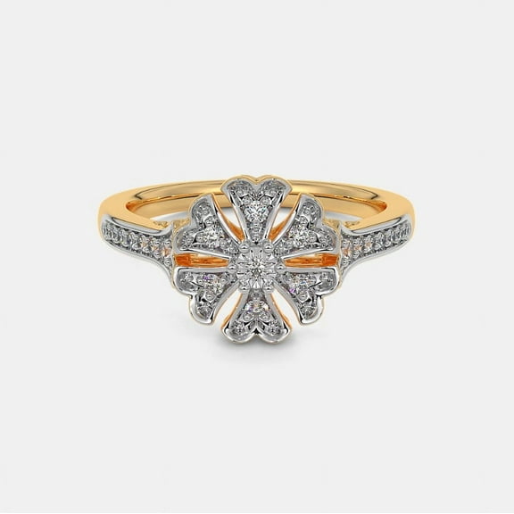 justforyoujewels 1Ct 14K Gold Plated Round Natural Moissanite Timeless Flower Anniversary Ring For Women 925 Sterling Silver