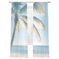 thumbnail image 2 of Blue Coastal Semi Sheer Curtains 108 Inch Length 2 Panels Set, Summer Palm Trees Vacation Watercolor Sheer Kitchen Curtain Privacy Voile Window Curtain for Living Room Bedroom Rod Pocket Drapes, 2 of 7