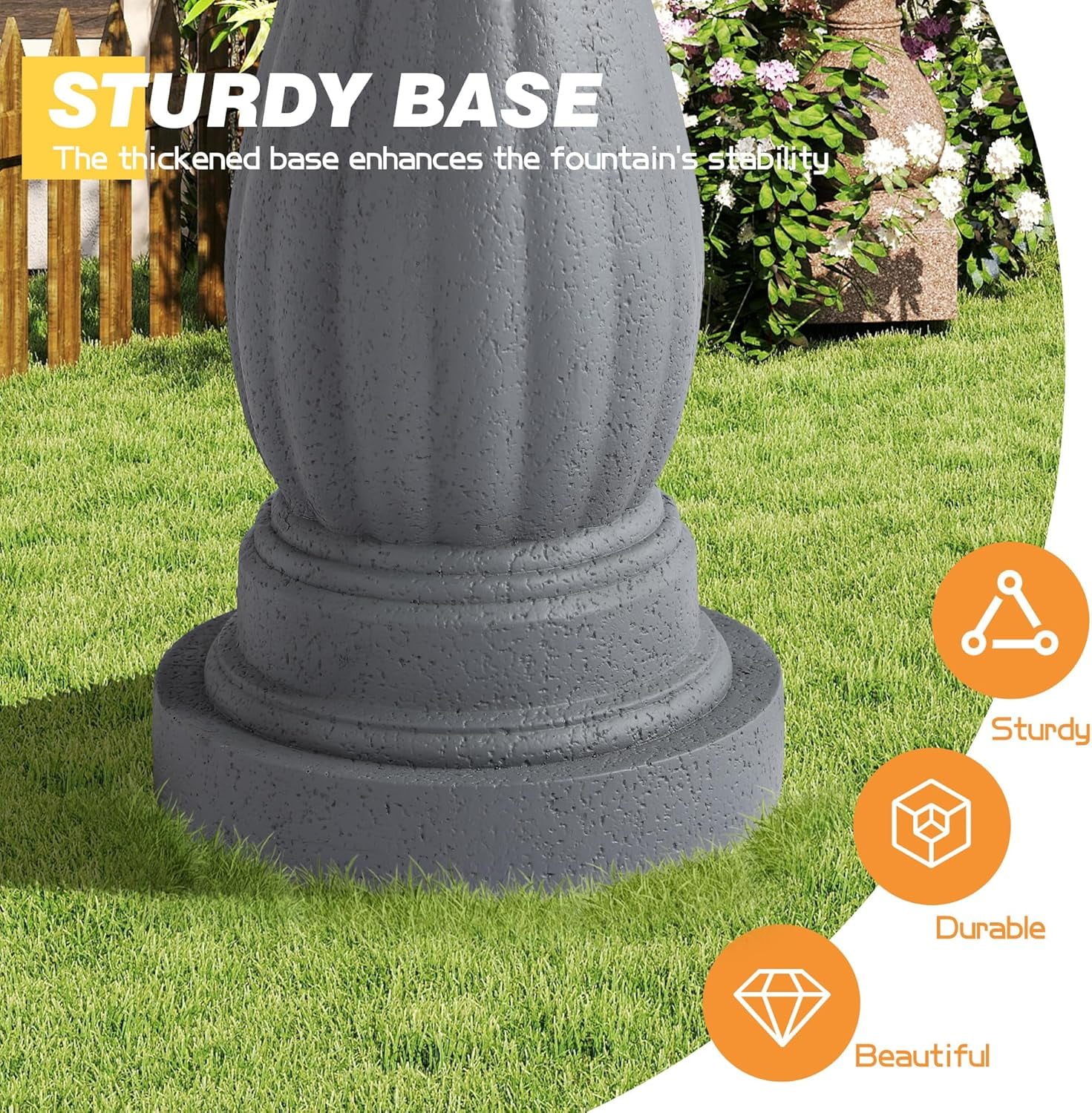 Haverchair 47.3" High Italian Feature Faux Stone Freestanding Water Fountain Outdoor and Indoor, 3-Tier Roman Pillar Waterfalls Fountains for Garden,Patio,Yard,Deck,Backyard,Porch
