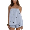thumbnail image 2 of Lumtrix Women Polka Dot Short Sets 2 Piece Summer Lounge Sets Strapless Flowy Tube Tops Shorts Vacation Matching Outfits Light Blue XL, 2 of 4