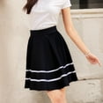 thumbnail image 3 of Huhudde Fashionable Black And White Striped A Line Short Skirt Comfortable Everyday Wear Skirts For Daily Outings And Work, 3 of 8