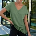 thumbnail image 4 of DondPO Women's T-Shirts Women's Spring and Autumn Short Sleeved V Neck T Shirt top Shirts for Women Womens tops Green S, 4 of 7