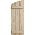 thumbnail image 2 of Ekena Millwork 16 1/2"W x 70"H (64 1/2" Low Side) Timberthane Riverwood Three Board Joined Board-n-Batten w/Elliptical Top Faux Wood Shutters (Per Pair), Primed Tan, 2 of 6