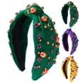 thumbnail image 6 of LSQii Headbands for Women Mardi Gras Outfit Non Slip Clip Wide Head Band Sparkle Sequin Glitte Masquerade Fashion Party Accessories Carnival Green, 6 of 6