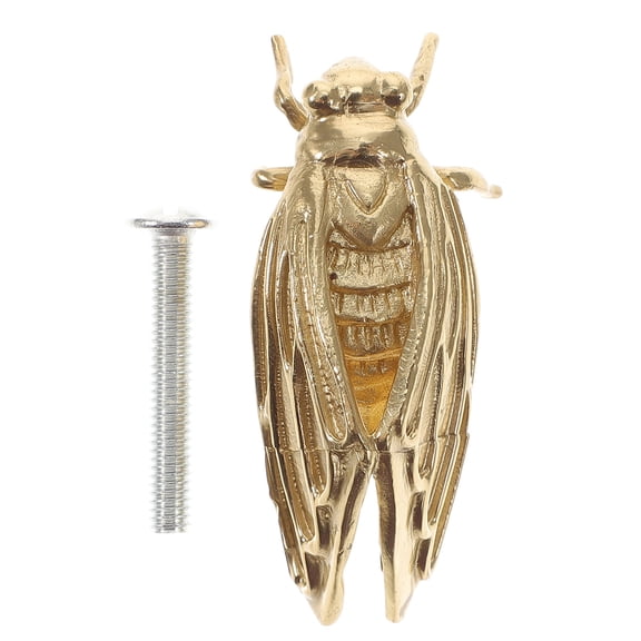UNOMOR Cabinet Hardware Knobs Kitchen Knobs For Cabinets Golden Brass Cicada Shape For Designers 1Pcs