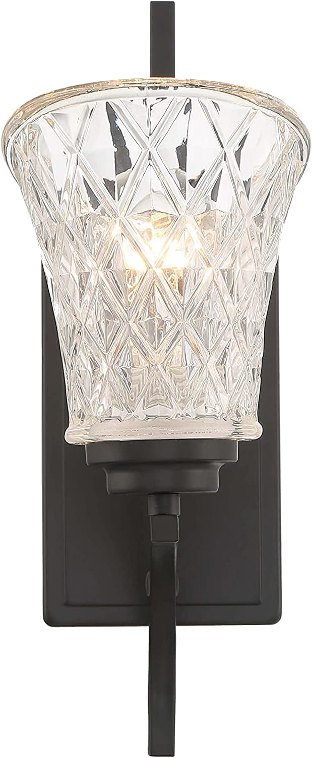 Vanity Art 1 Light Dimmable Vintage Black Armed Sconce Lighting | Modern Fixtures Accent Wall Lights for Bedroom Entrance Doorway Dining Room Living Room Hallway Bathroom Scones S4001BK-R03