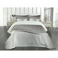 thumbnail image 3 of Ambesonne Grey Quilted Bedspread Set 3 Pcs, Industrial Grid Motif, King Size, Charcoal Grey, 3 of 5