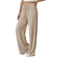 thumbnail image 4 of SWQZVT Women's Summer Palazzo Pants High Waisted Wide Leg Drawstring Flowy Beach Lounge Pants with Pockets, 4 of 8