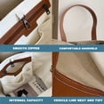 thumbnail image 3 of Bolso grande de lona para mujer, bolso de hombro informal con cremallera y bolsillo para viajes, playa, trabajo, compras, 3 of 5