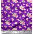 thumbnail image 3 of Soimoi Cotton Cambric Fabric Leaves & Camellias Floral Print Fabric by Yard 42 Inch Wide, 3 of 3