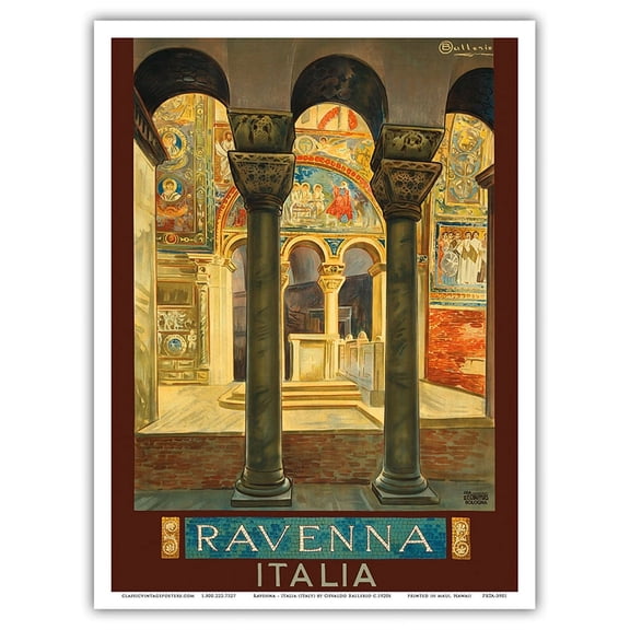 Ravenna Italy (Italia) - Vintage Travel Poster by Osvaldo Ballerio c.1920s - Master Art Print (Unframed) 9in x 12in