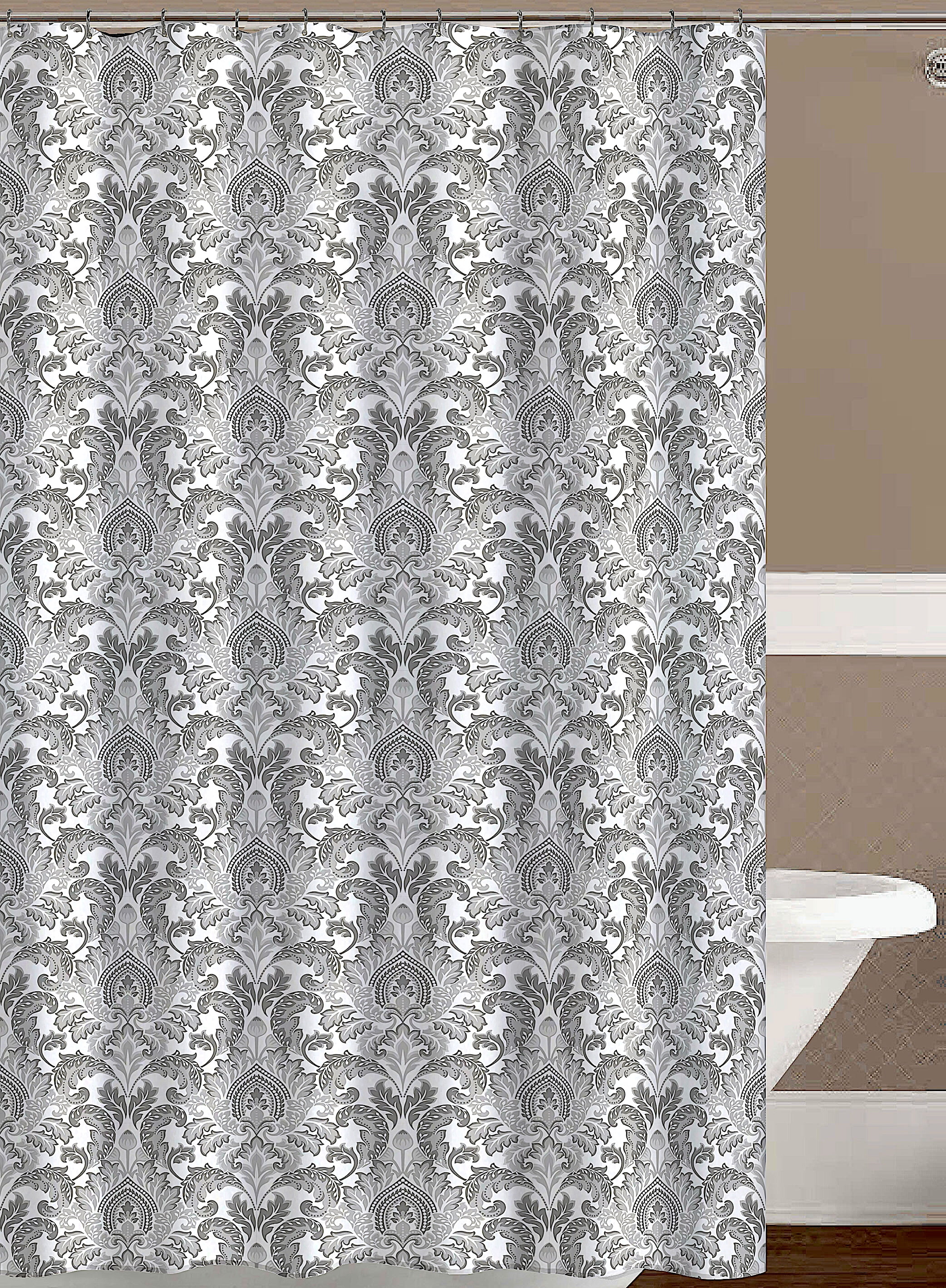 Floral Damask Gray Shower Curtain for Bathroom