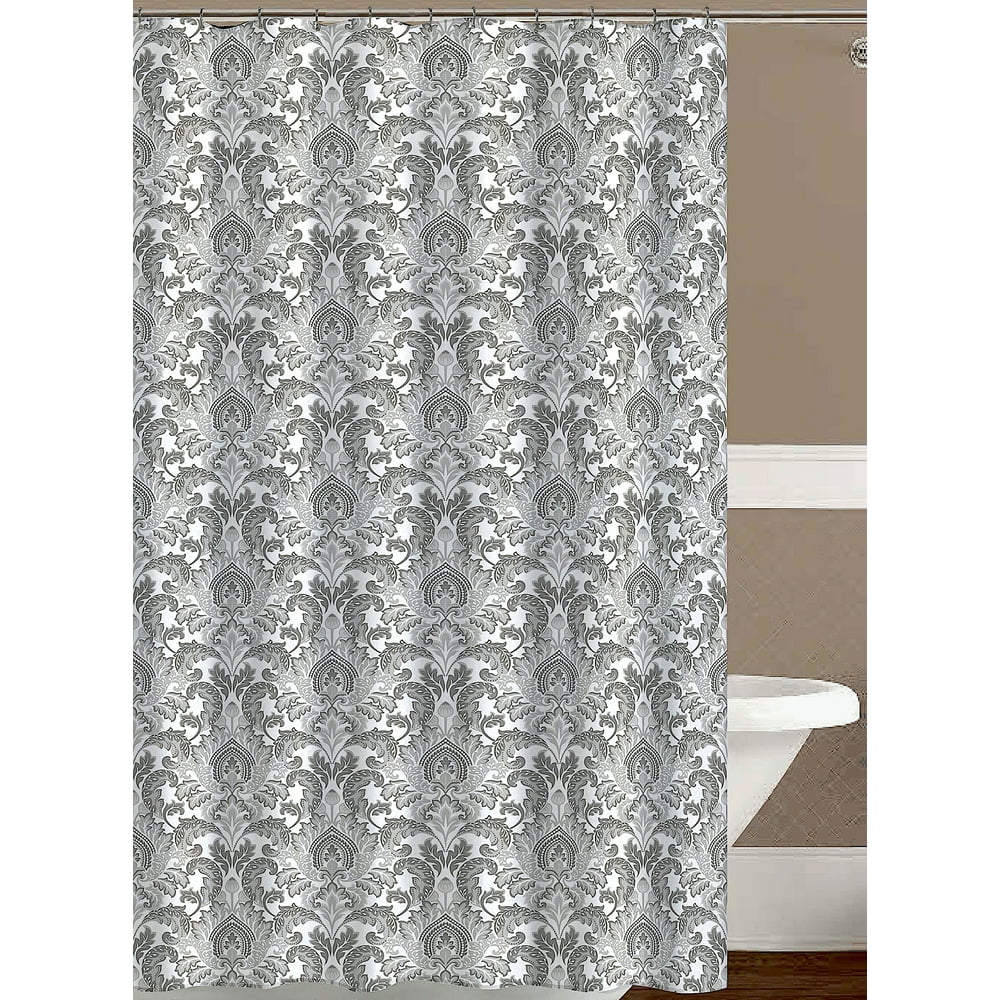 Floral Damask Gray Shower Curtain for Bathroom