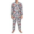 thumbnail image 3 of Naloa London Symbols1 Men’s Pajamas Set - Long Sleeve Button Down Sleep Shirt and Pajama Bottoms Sleepwear Set-Medium, 3 of 7