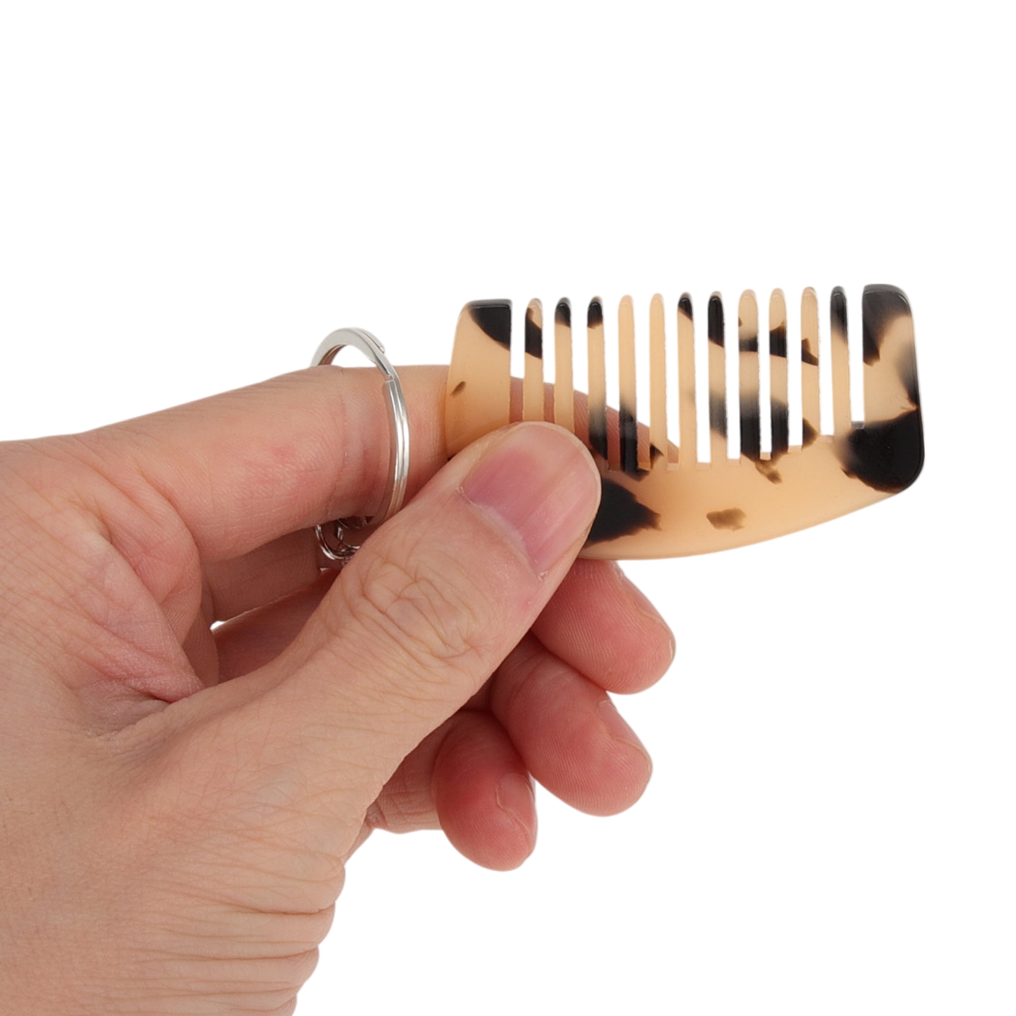 Unique Bargains 1 Pc Durable Mini Keychain Hair Comb for All Hair Types Styles Light Brown