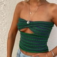 thumbnail image 2 of DPTALR Femmes Bande Poitrine Wrap Sans Manches Beau Dos Tricot Gilet Creux Tube Tops, 2 of 9