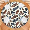 thumbnail image 2 of 44Inch Boho Chic Round Table Cover with All-Around Elastic, Floral Pattern Spill Proof Tablecloth for 38"-42" Tables, Durable for Daily Use, 2 of 7