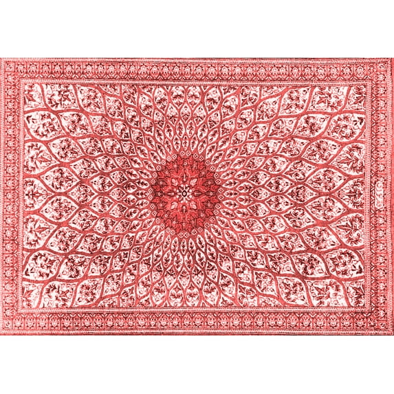 Ahgly Company Indoor Rectangle Medallion Red Traditional Area Rugs, 2' x 4'