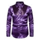 thumbnail image 1 of Camisa de hombre brillante para fiesta, club, vestido, camisa de lentejuelas - Camisa larga para hombre XL púrpura, 1 of 9