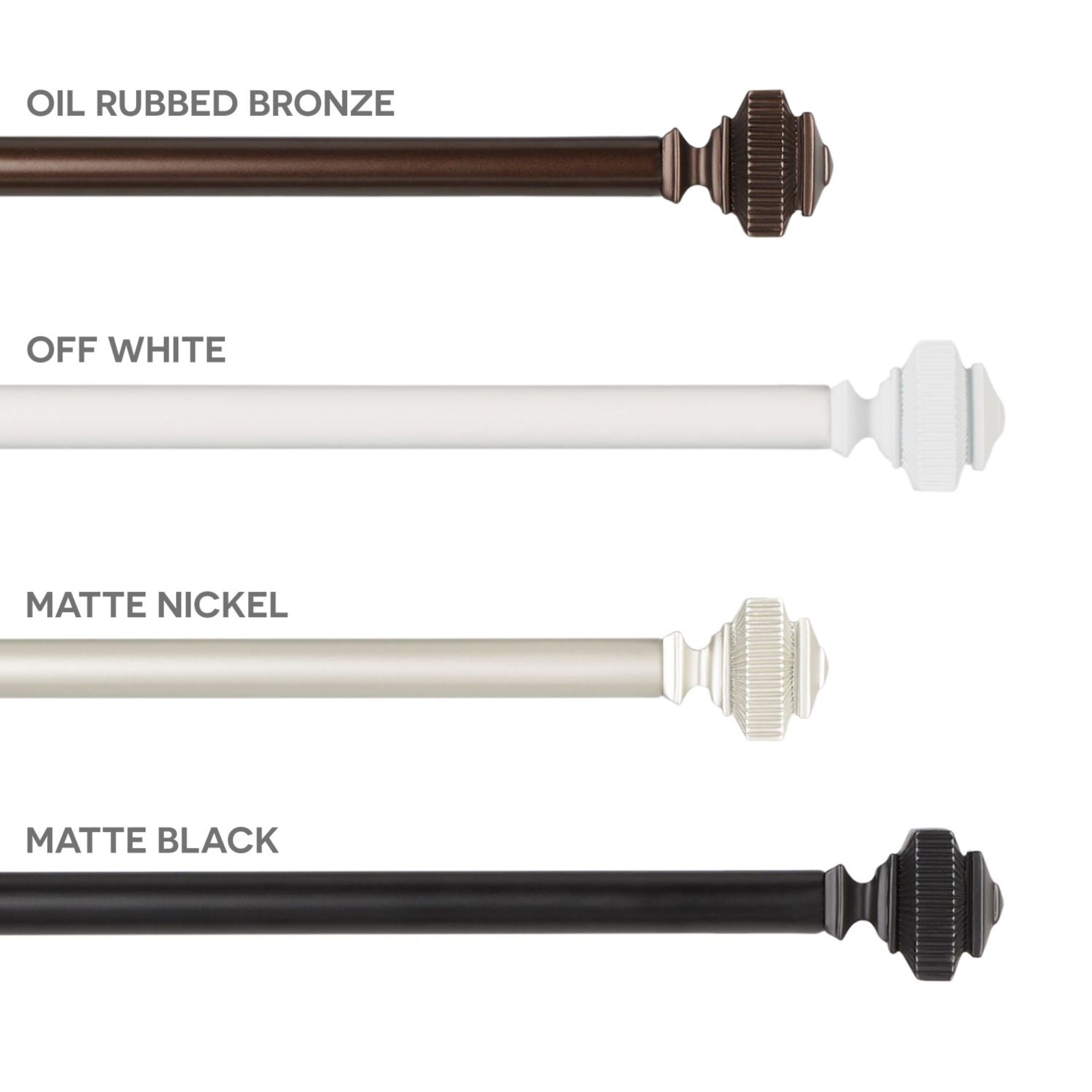 Exclusive Home Rockwell 1" Window Curtain Rod and Finial Set, Adjustable 36"-72", Matte Nickel